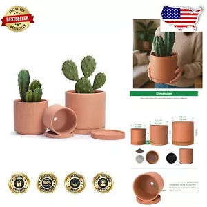 Breathable Matte Finish Terracotta Planters - Set of 3 for Timeless Home Decor - Picture 1 of 9