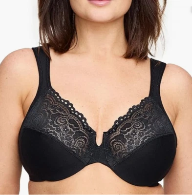 Glamorise Women's Plus Size Low Cut Wonderwire Lace Bra Underwire 1240 46DD 6395 - Image 1 of 4