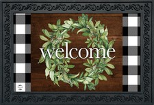 Farmhouse Wreath Spring Doormat Indoor Outdoor 18" x 30" Briarwood Lane