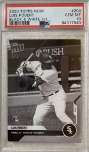 2020 TOPPS NOW #204 BLACK & WHITE LUIS ROBERT RC ROOKIE 1/1 PSA 10 GEM MINT - Picture 1 of 1