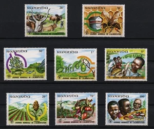 Welternährungstag Landwirtschaft mnh 8 Briefmarken 1982 Ruanda #1075-82 Bienen Fisch Rinder A5 - Bild 1 von 1