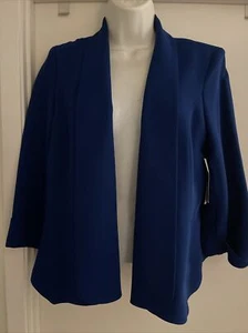 Vibrant Blue ALBERTO MAKALI Open Front 3/4 Sleeve Blazer Size M - Imagen 1 de 8