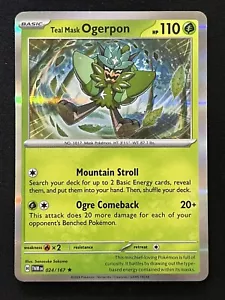 Maschera Teal Ogerpon 024/167 Holo Rara Maschera Crepuscolare Pokemon TCG - Foto 1 di 2