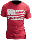 TOPY Amerykańska flaga One Life One Knife Czerwony Duży T-shirt z krótkim rękawem TSFLAGREDL