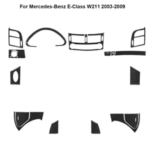 15Pcs Carbon Fiber Full Kit Cover Trim For Mercedes-Benz E-Class W211 2003-2009 - Picture 1 of 17