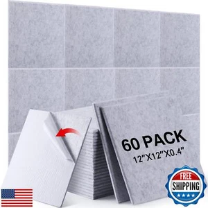 60 PCS Acoustic Panels 12 x 12 x 0.4 Inch Square Sound Absorbing Board Self A - Picture 1 of 5