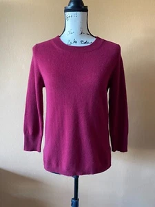 J. Crew Red 100% Cashmere 3/4 Sleeve Pullover Sweater Size Small - Picture 1 of 5
