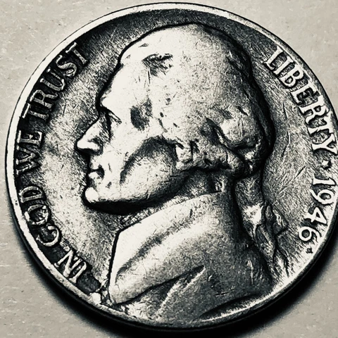 1946 P Jefferson nickel circulated Folder filler FREE SHIPPING Cover