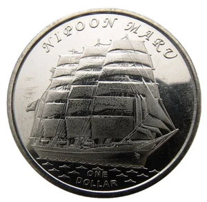 GILBERT ISLANDS KIRIBATI 1 DOLLAR 2018 SAILING SHIP NIPOON MARU VESSEL UNC 35 mm - Picture 1 of 2