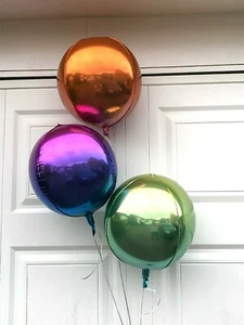 Brand New 22" Sphere Orbz Orb Round Balloons Set of 3 Blue/Green/purple - Picture 1 of 4