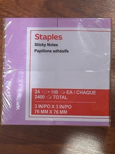 Staples Sticky Notes 3x3 Bright Colors 24 Pads 100 Notes Per Pad 3 packs avail. - Picture 1 of 2