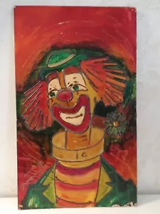 CLOWN Oil Painting on Metal Sheet Signed IVANOVITCH 76 - Picture 1 of 10