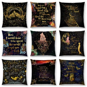 Black Golden Floral Pattern Beautiful Language Gorgeous Words Cushion Cover - Picture 1 of 37