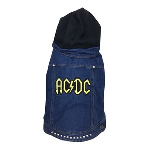 Fab Dog Large Dog Hoodie Jacket AC/DC Embroidered Denim 22 in chest 18 in length - Picture 1 of 4