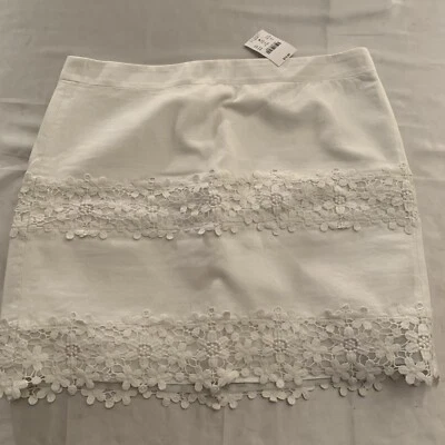 J Crew Mini Skirt Womens Size 8 Floral Lace White A4134 Cotton Liner New NWT $75 - Image 1 of 4