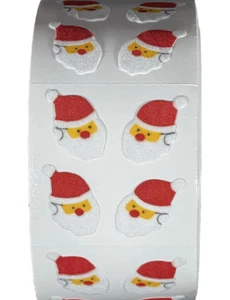 400 Weihnachtsmann Gesicht Aufkleber in Rolle mit 100 Modulen (2"x 2"), pro Stück Aufkleber 1", RFZ8001 - Bild 1 von 7