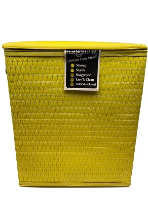 Cesta de mimbre Detecto cesta de lavandería vintage nueva en caja 20" de ancho amarilla Foto 1 de 4