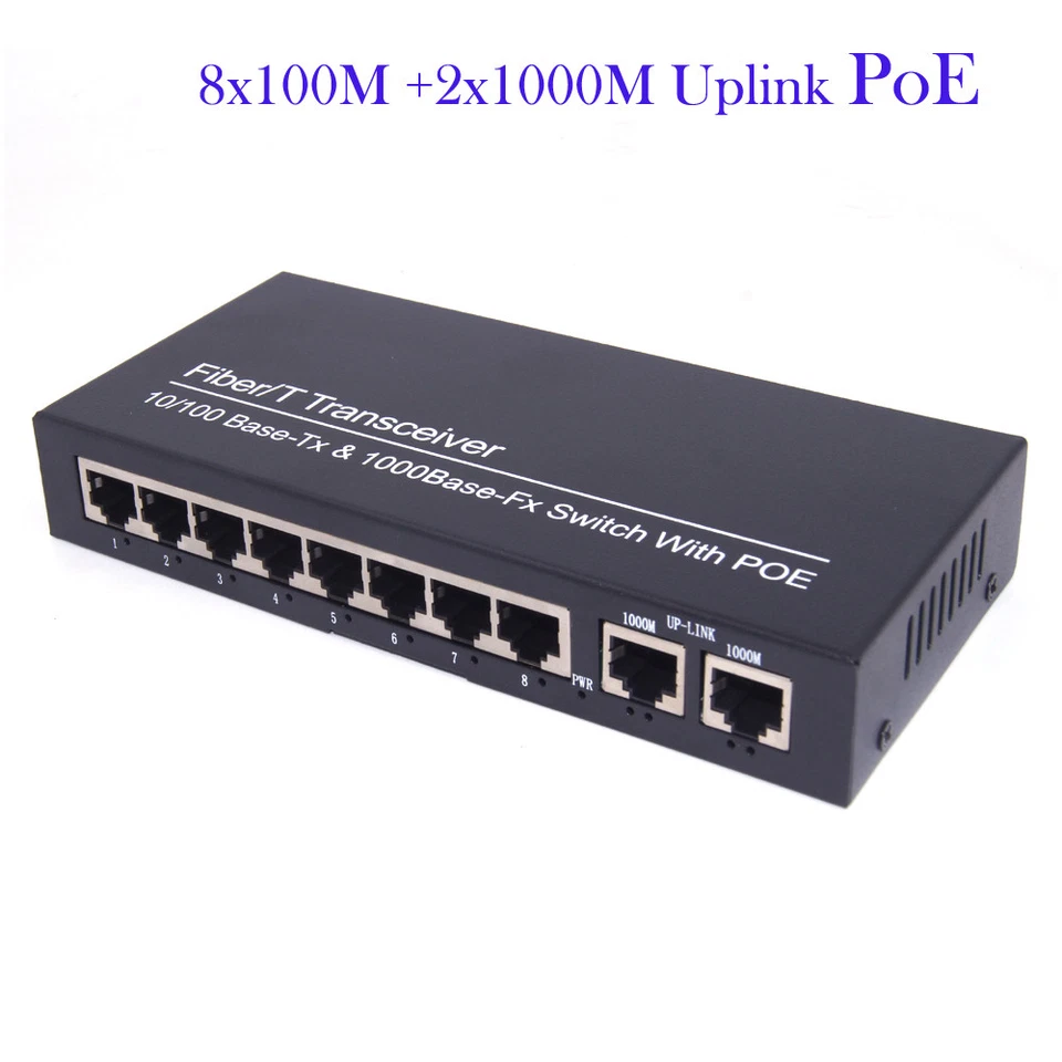 POE Switch 8 ports 100Mbps POE and 2x1000M Uplink for POE IP Camera IEEE 802.3af - Image 1 of 4
