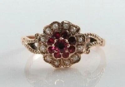 2Ct Lab-Created Ruby & Synt Opal Vintage Style Wedding Ring 14K Rose Gold Plated - Image 1 of 4