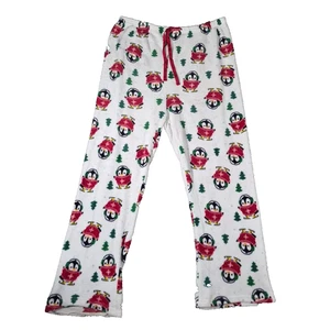 Pantalones de pijama de salón con temática navideña para mujer XL patinaje pingüinos felpa suave 32x27 - Imagen 1 de 9