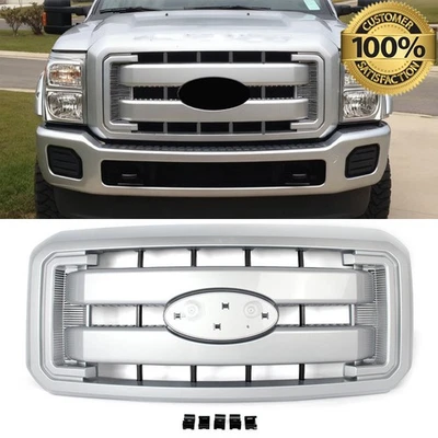 Front Bumper Grille Ingot Silver For 2011-2016 Ford F250 F350 F450 XL Super Duty Foto 1 de 4