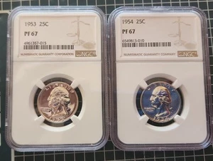 1953 and 1954 Washington Quarters Proof NGC PF 67 PR67 Frosty Coins 25C - Picture 1 of 6