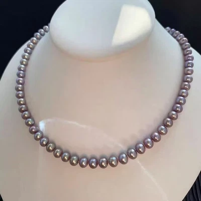 великолепный 6-7 мм Южное море лаванда жемчуг ожерелье 18 дюймов 925s(T) - Изображение 1 из 3