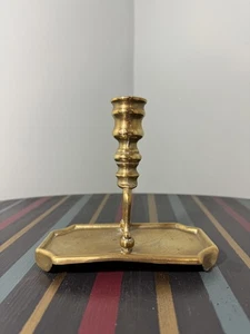 Vintage Heavy Footed Brass Taper Candle Holder – 5” – Classic Solid Brass Decor - Picture 1 of 22
