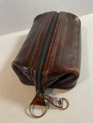 Vintage Bosca Brown Leather Utili-Kit Zip-up Toiletry Shaving Bag - Image 1 of 4