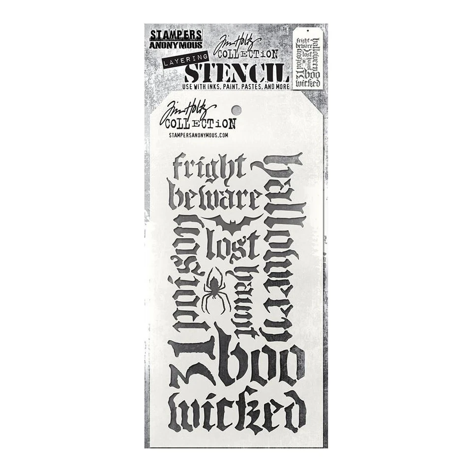 Tim Holtz Layering Stencil Halloween Script THS063 Stampers Anonymous