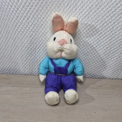 1994 International Silver Co Pelúcia Nylon Puffalump Estilo Coelho Branco 11" - Imagem 1 de 4