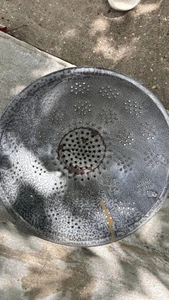 Vintage Graniteware Enamel Strainer Kitchen Colander Bowl w/ Primitive Handles - Picture 1 of 2