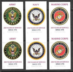 Scott #6003a-6005a IMPERFORATE (NO DIE-CUT) 250th Armed Forces Vert. Pairs, MNH - Picture 1 of 1