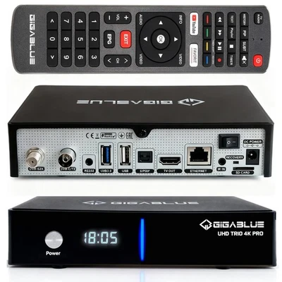 GigaBlue UHD Trio 4K PRO Combo Ricevitore E2 1x DVB-S2X + DVB-C/T2 1200Mbps WiFi + - Immagine 1 di 4
