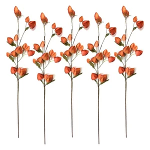 Set of 5 Artificial Chinese Lantern Plants Stems Sprays 105cm Physalis - Picture 1 of 6