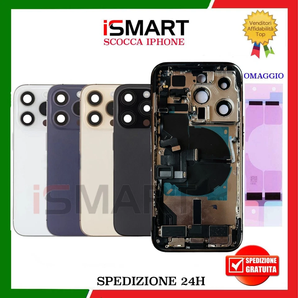 SCOCCA POSTERIORE COMPLETA PER IPHONE 14 PRO MAX TELAIO+VETRO+FLEX BACK COVER - Image 1 of 1