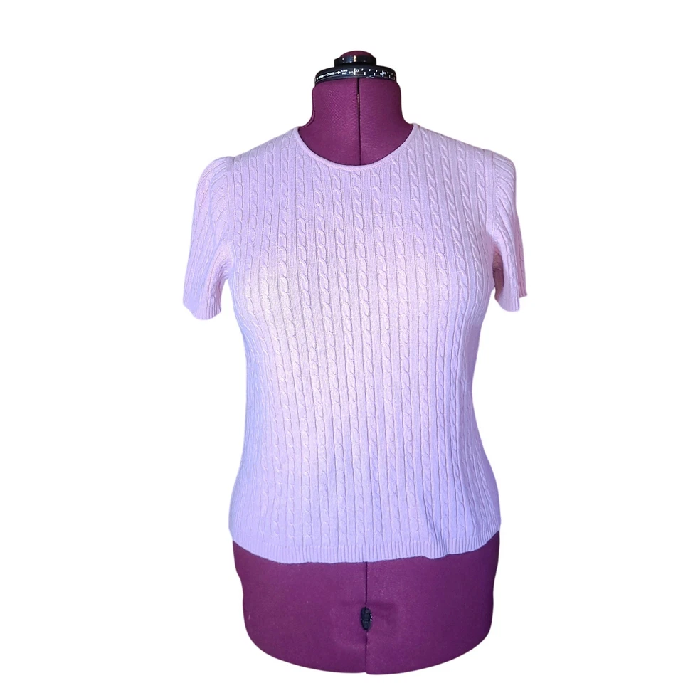 Sutton Studio Classic Knit Sweater Soft Light Pink Silk Cashmere Blend Size M - Image 1 of 4