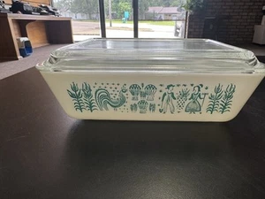 VINTAGE PYREX Amish Butterprint 1 1/2qt Granny Core Refrigerator Covered Dish - Picture 1 of 12