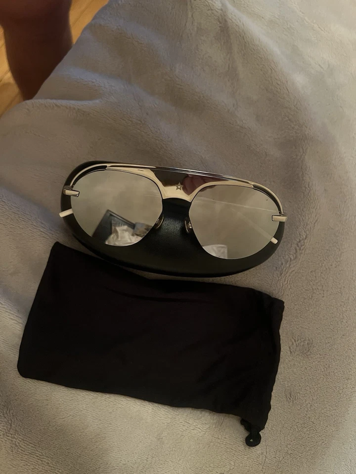 Christian Dior sunglasses Silver And White Frame Aviator Style Made In Italy - Image 1 of 4