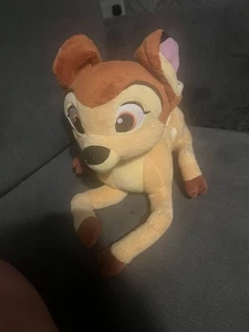 Disney Store Bambi Plush Soft Toy With Butterfly On Tail Deer - L 35 x H 25cm - Picture 1 of 6