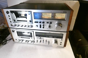 VINTAGE AIWA WOOD CABINET CASSETTE DECK 2 PAIR 1. AD-6550 2. L-40 METAL UNTESTED - Picture 1 of 6