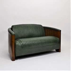 Clubsofa "Céleste" 2-Sitzer Lounge Relax Art Deco Couch Leder Cigar Sessel Stil - Bild 1 von 12
