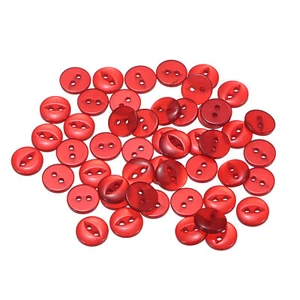 50pcs Red Round Sewing Buttons 10mm Resin 2-Hole Fish Eye Craft Button - Picture 1 of 6