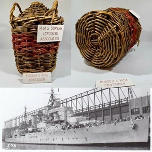 Fabulous HMS Superb Cruiser Association RN Wicker & Ceramic Imperial Rum Flagon - Picture 1 of 5