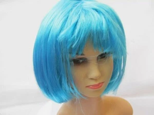WOMENS LADIES FANCY DRESS COSTUME FULL SHORT BOB SYNTHETIC WIG FRINGE - Picture 1 of 2