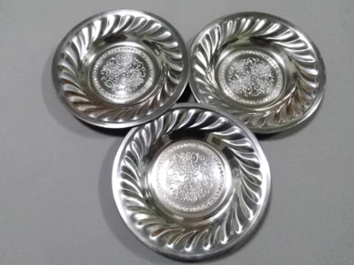 Set 3 pieces Aluminum Dinnerware Dish Plate Round Kitchen silverware Flatware - Image 1 of 4