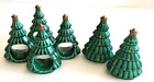 RON GORDON Vintage Ceramic Christmas Tree Napkin Rings & Salt and Pepper Shakers