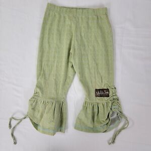 Matilda Jane girls green blue pants toddler 2 gently used ruffle and pull string