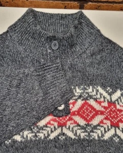 Oscar De La Renta Cozy Mock Neck Acrylic Sweater Size X-Large Snowflake Gray Red - Picture 1 of 9