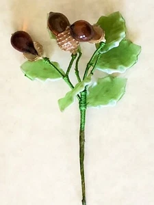 Antikes ZARTES Kunstglas REALISTISCH Eichel Blumengesteck Blumenstrauß mundgeblasen - Bild 1 von 3